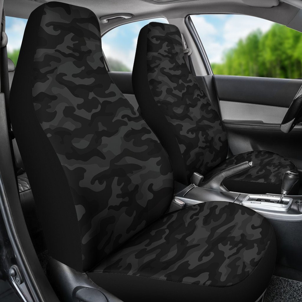 Dark Grey Camouflage Car Seat Covers Pair 2 Front Car Seat Etsy