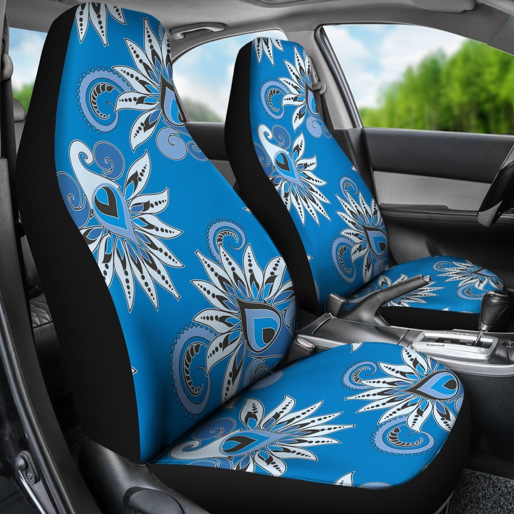Blue Decor Car Seat Covers Pair 2 Front Seat Covers Car Seat Etsy UK