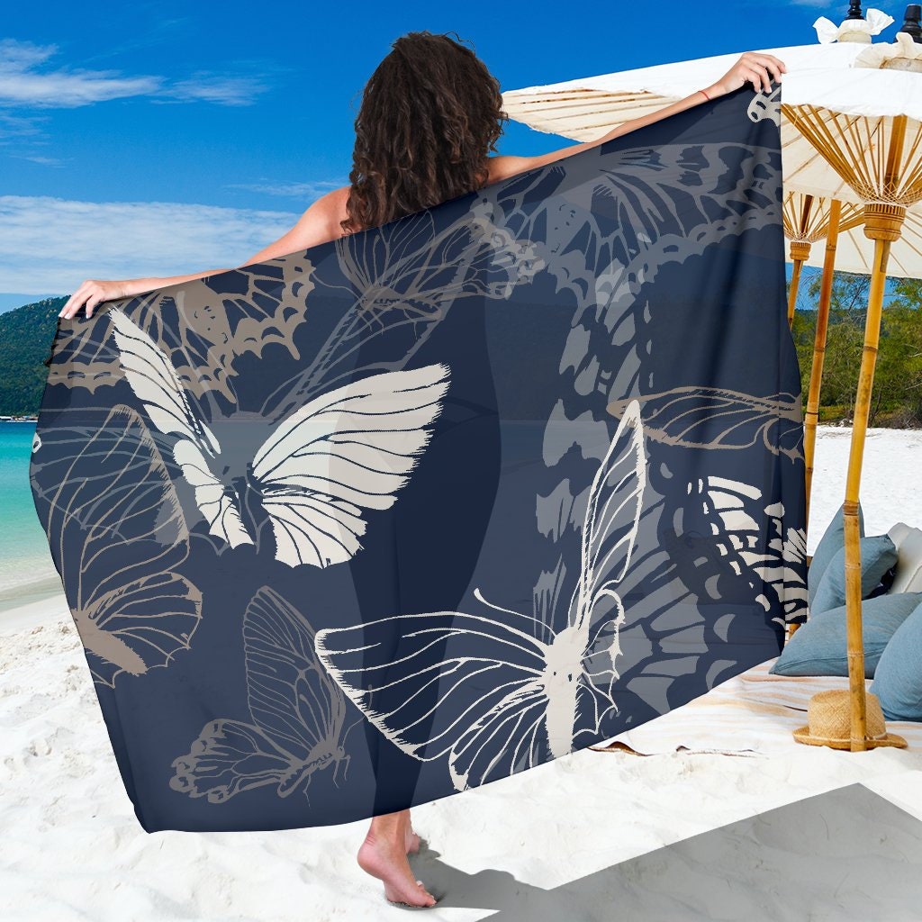 Blue Abstract Butterflies Sarong Wrap Beach Sarong Bikini | Etsy