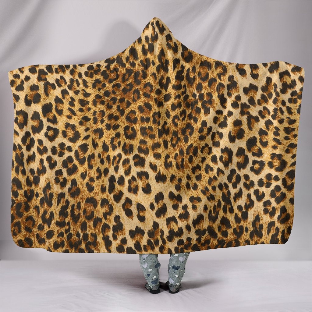 Details about   Cool Gift Animal Skin Cheetuh Leopard Print Sherpa Fleece Hooded Blanket Throw 