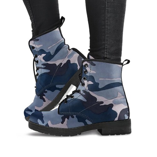 Purple Camo Camouflage Womens Boots, Vegan Leather, Army Boots, Combat Boots, Casual Boots, Custom Boots