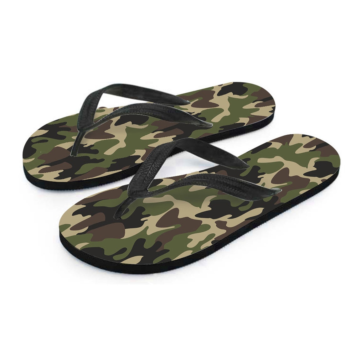 Army Green Camo Camouflage Flip Flops Beach Flip Flops Mens Etsy
