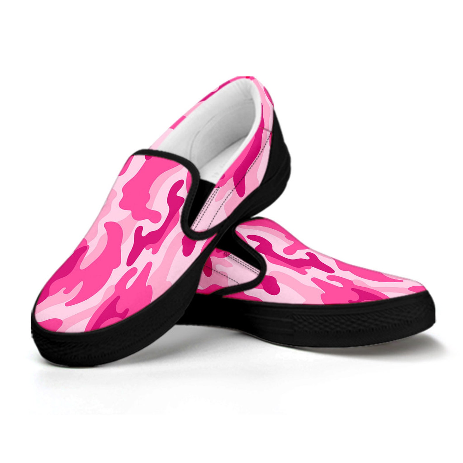 Pink Camo Camouflage Casual Slip on Shoes Comfortable Shoes Etsy