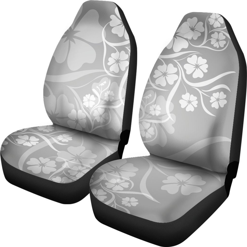 Grey Floral Flowers Car Seat Covers Pair 2 Front Seat Covers Etsy
