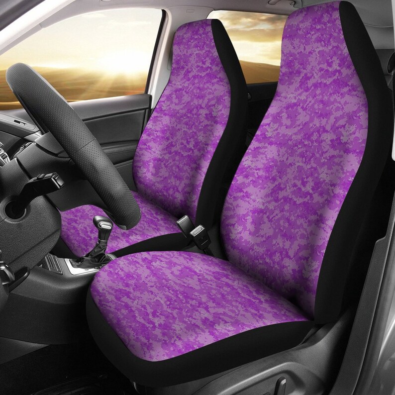 Purple Digital Camouflage Car Seat Covers Pair 2 Front Purple Digital Camouflage Car Seat, Camouflage Car Seat
