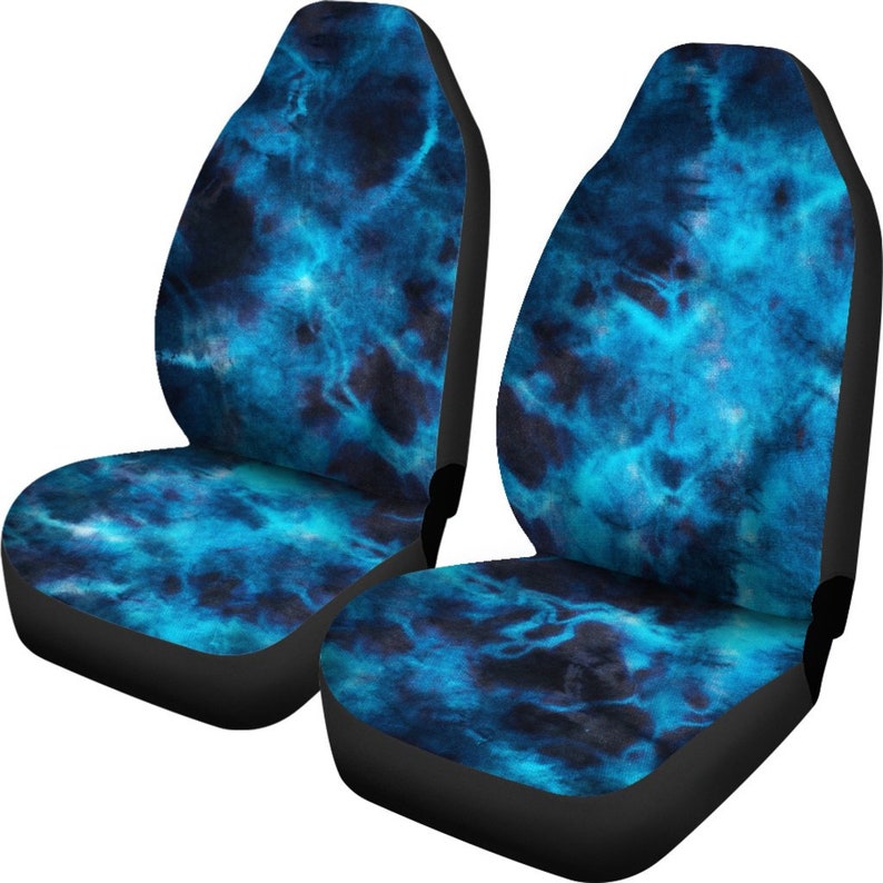 Blue Grunge Tie Dye Black Car Seat Covers Pair 2 Front Car Etsy