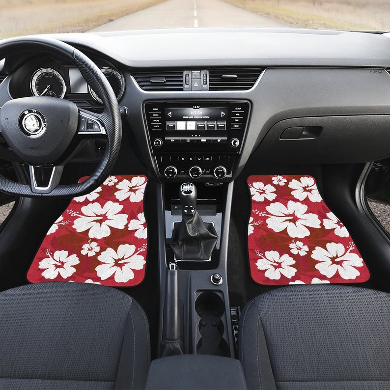 Red Aloha Flowers Car Floor Mats Car Floor Mats Set Floor Etsy