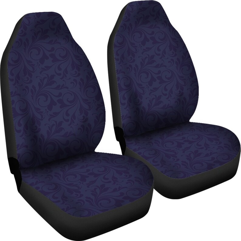 Navy Blue Elegant Decor Car Seat Covers Pair 2 Front Seat Etsy