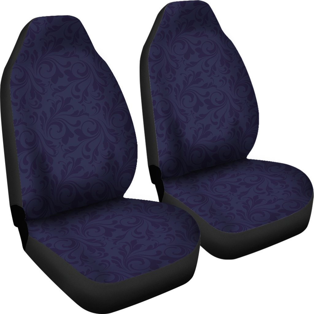 Navy Blue Elegant Decor Car Seat Covers Pair 2 Front Seat Etsy