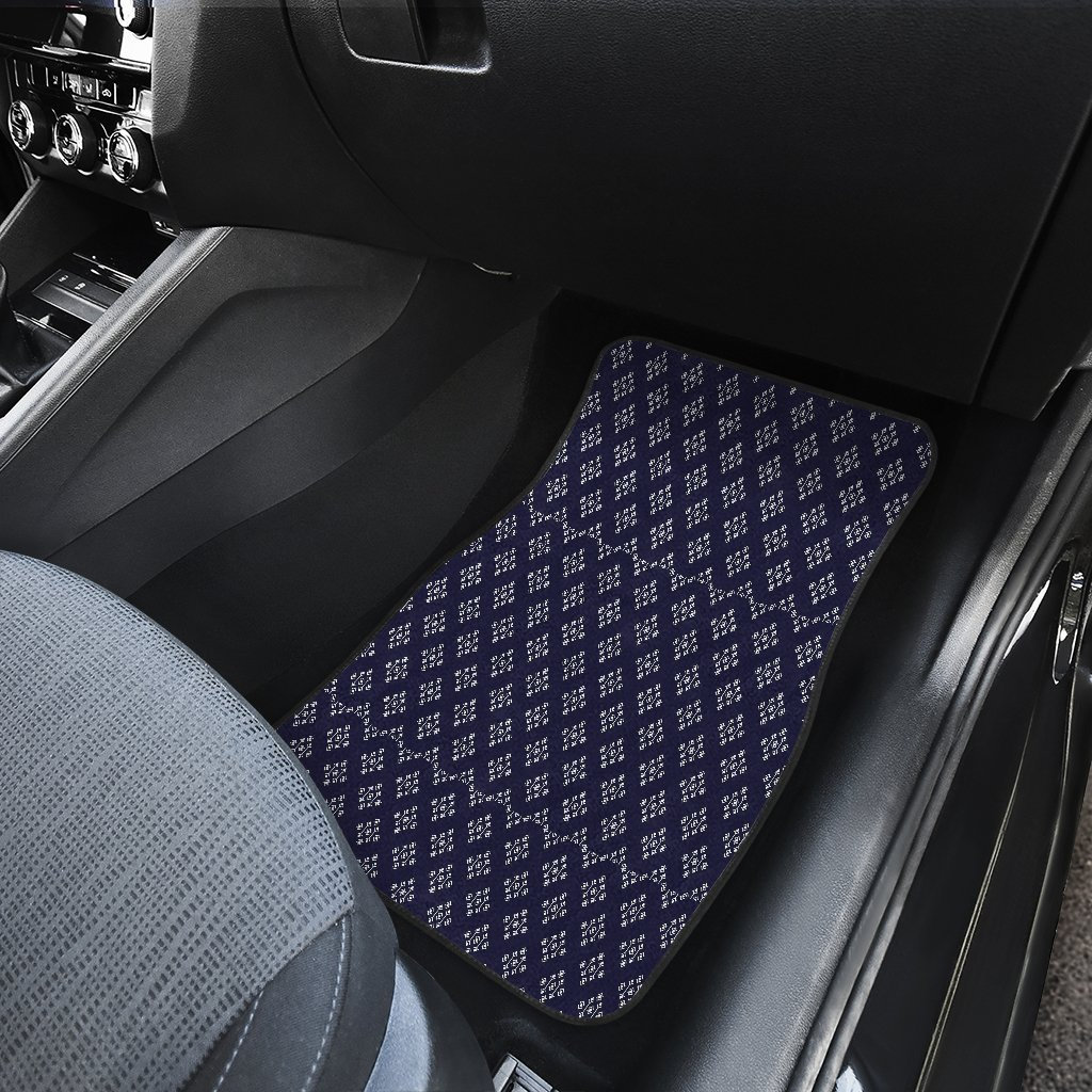 Navy Blue Pattern Car Floor Mats Set Front and Back Floor Etsy