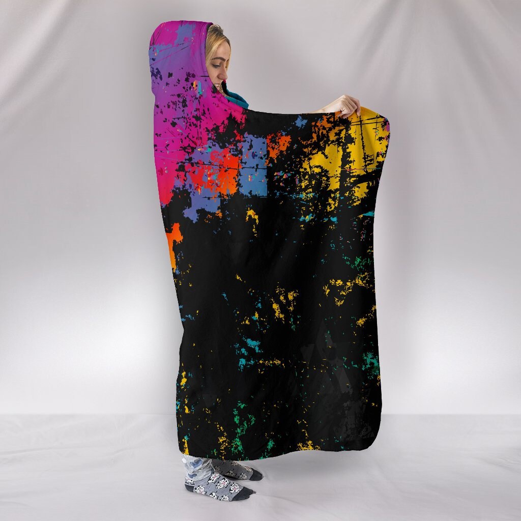 Colorful Abstract Art Black Hooded Blanket sold by Ilocano Khadre SKU