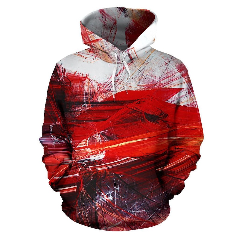 Red Abstract Art Grunge Pullover Hoodie Unisex Hoodie Mens Etsy