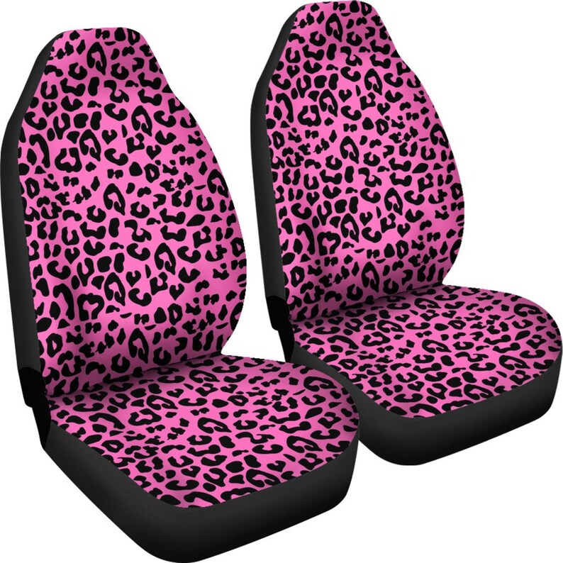 Pink Leopard Print Car Seat Covers Pair 2 Front Car Seat Etsy