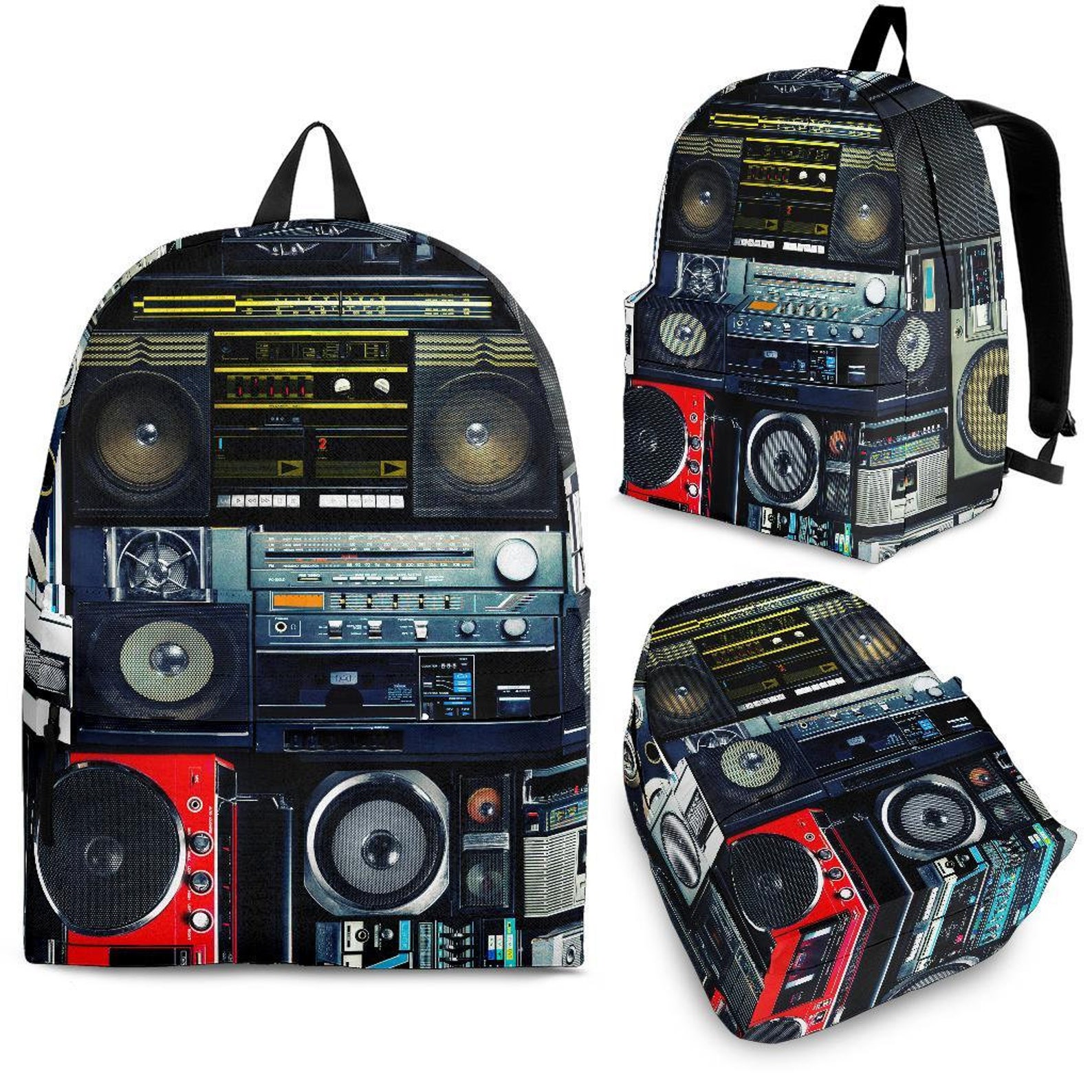 Vintage Boombox Stereos Music Backpack Book Bag Shoulder Etsy
