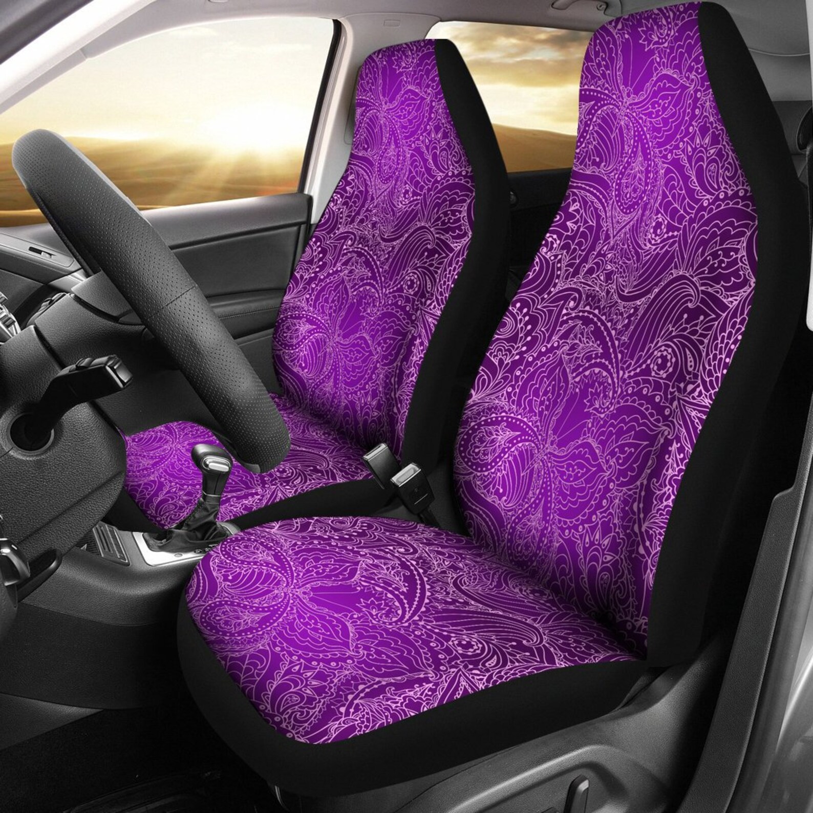 Purple Elegant Decor Car Seat Covers Pair 2 Front Seat Etsy