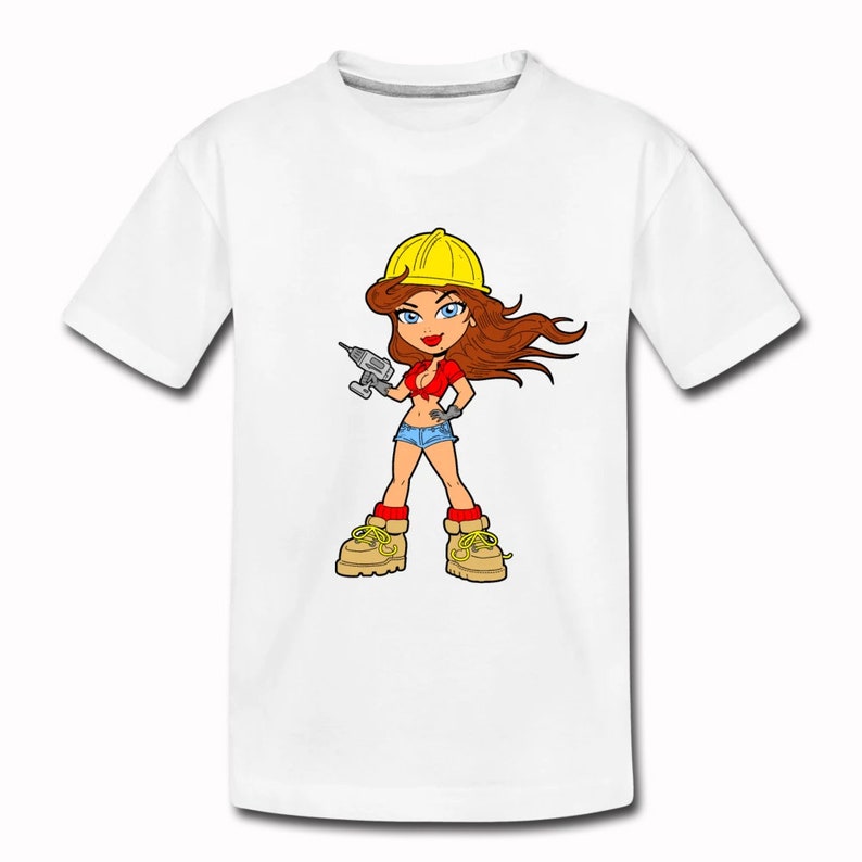Unisex Youth T-Shirt Construction Worker Girl Cartoon Anime Kids T-Shirt Girls Boys Short Sleeve Shirt Graphic Tee