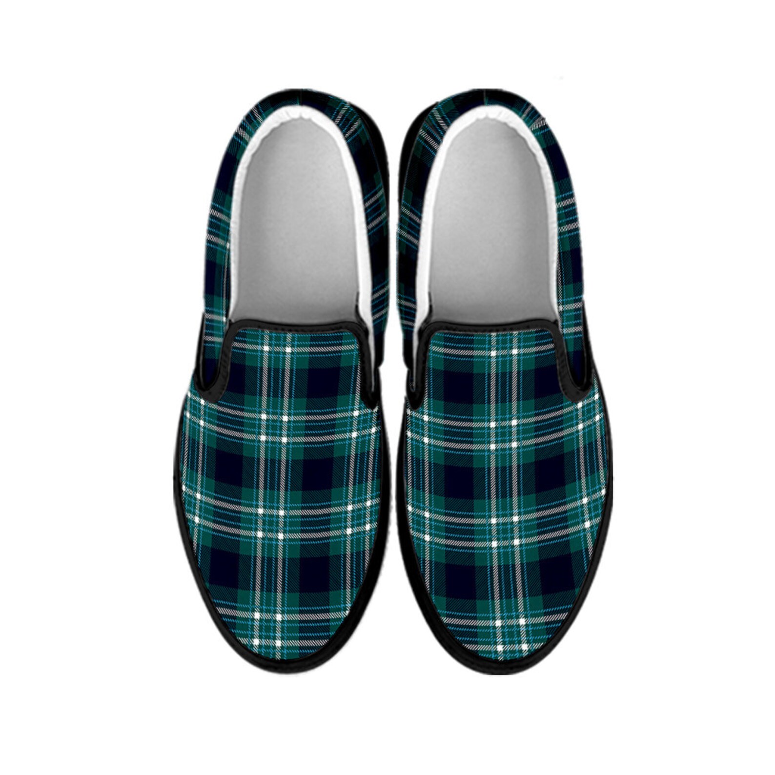 green plaid flats