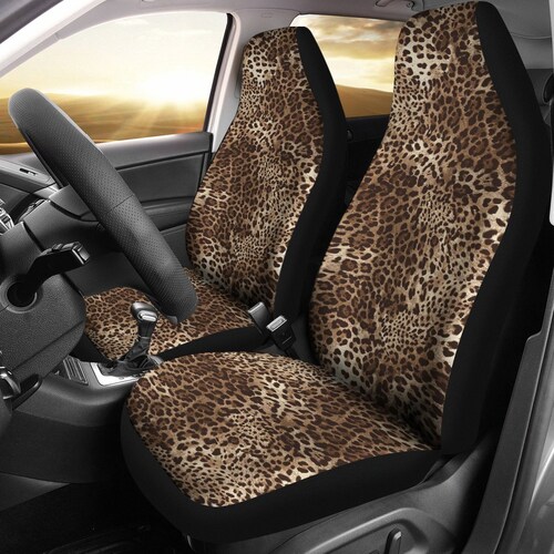 Pink Leopard Car Seat Covers 2 Pc Animal Print Cheetah Etsy