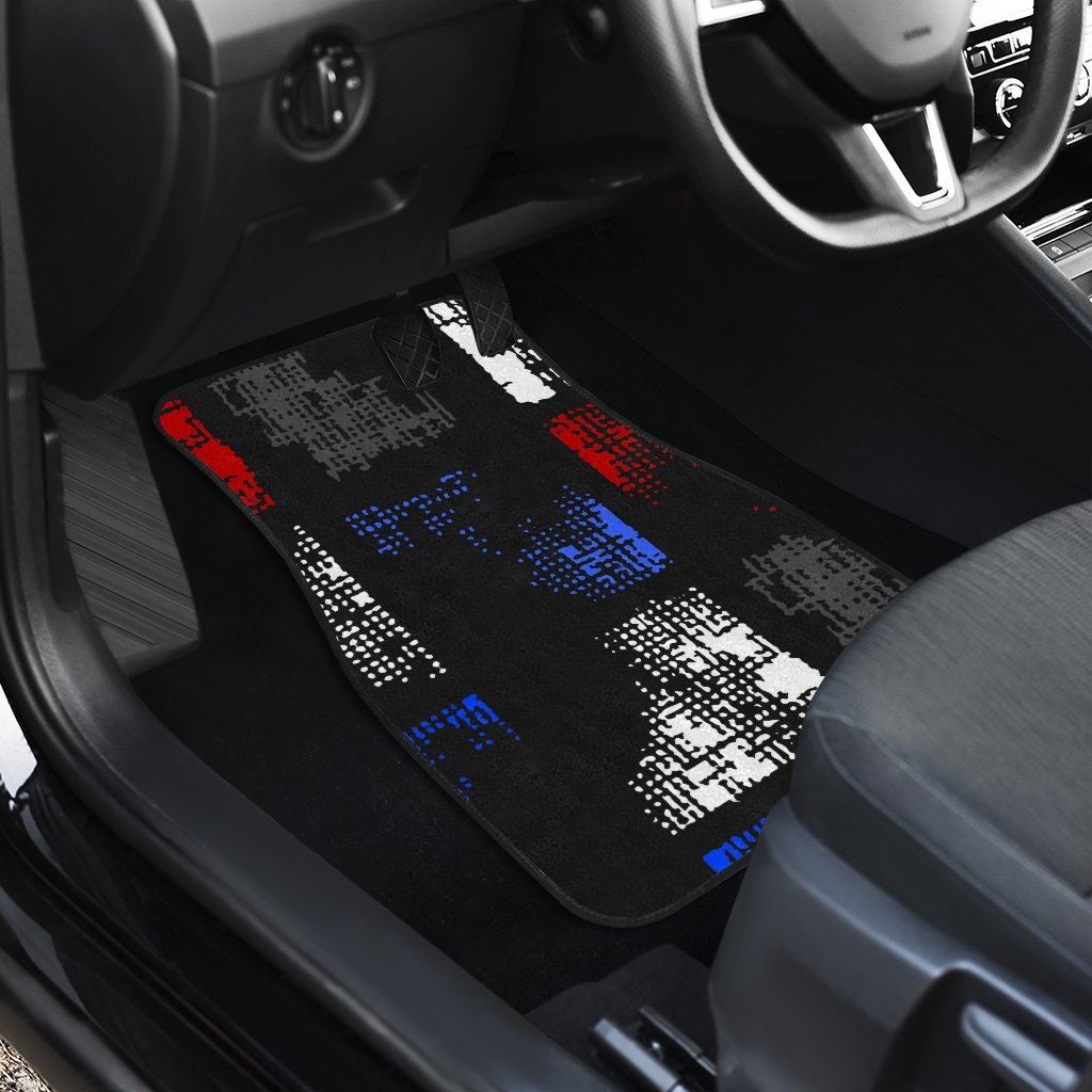 Grey Red White Blue Abstract Art Car Floor Mats Set Front and | Etsy
