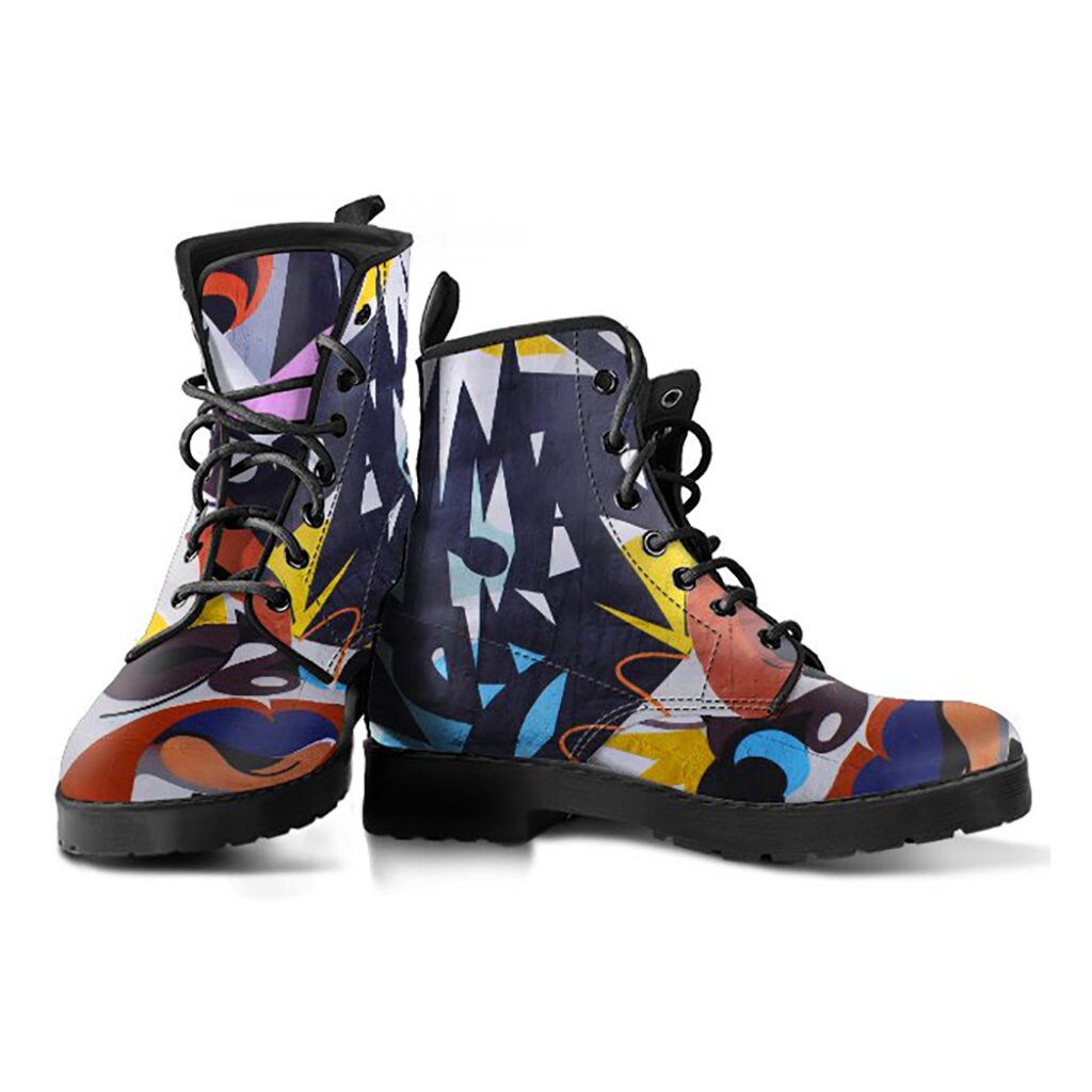 Colorful Abstract Art Womens Boots Vegan Leather Hippie - Etsy