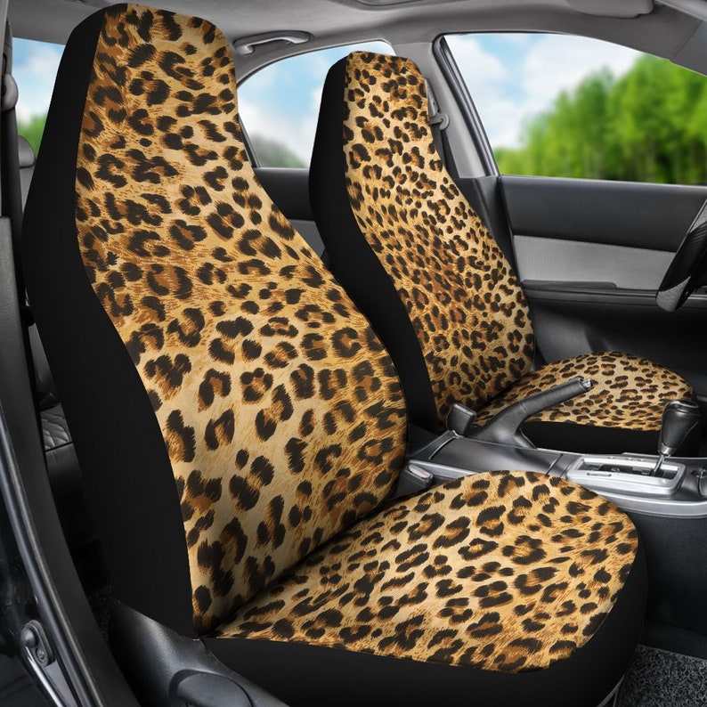 Leopard Print Car Seat Covers Pair 2 Front Car Seat Covers Etsy