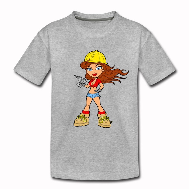Unisex Youth T-Shirt Construction Worker Girl Cartoon Anime Kids T-Shirt Girls Boys Short Sleeve Shirt Graphic Tee