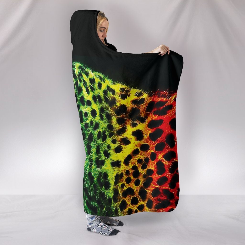Neon Cheetah Hooded Blanket for Adults and Kids Sherpa Etsy