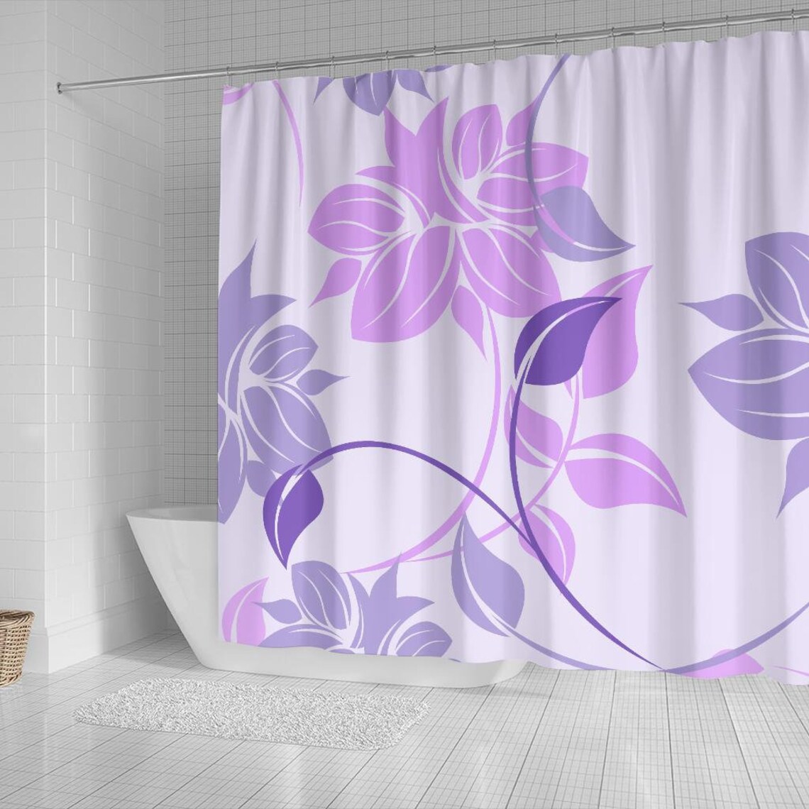 Pink Purple Floral Flowers Shower Curtain Bathroom Decor Etsy UK