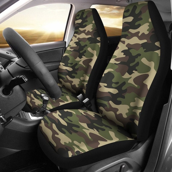 Army Green Camouflage Car Seat Covers Pair 2 Front Army Green Camouflage Car Seat Covers, Camouflage Car Seat