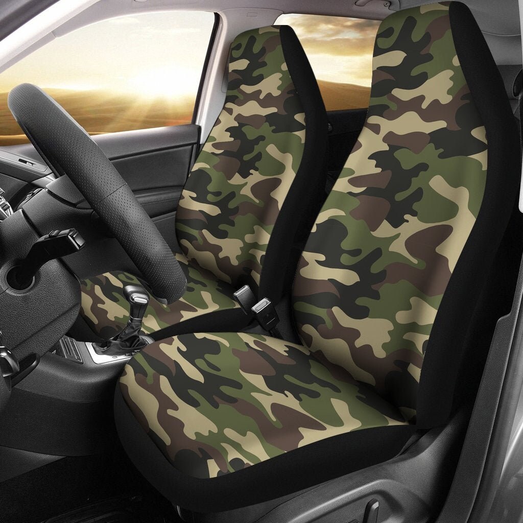Army Green Camouflage Car Seat Covers Pair 2 Front Car Seat Etsy