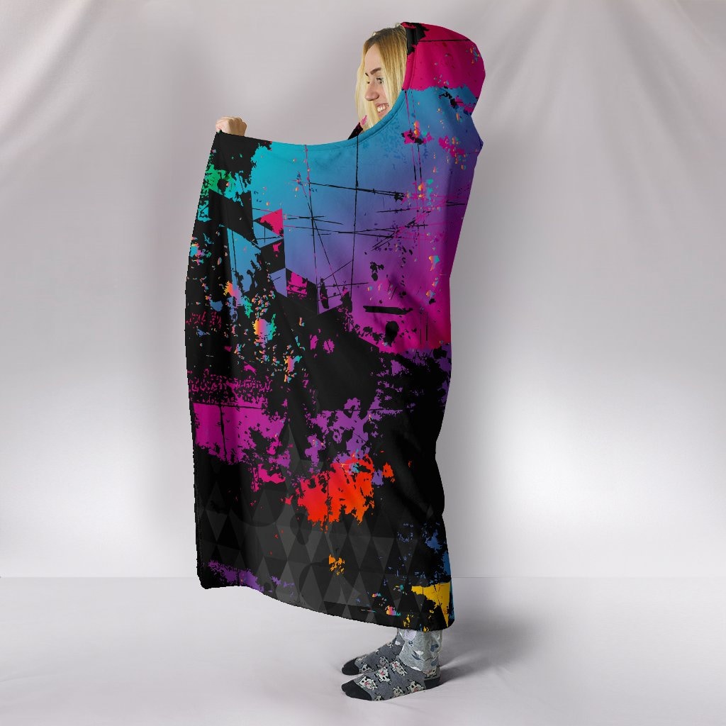 Colorful Abstract Art Black Hooded Blanket sold by Ilocano Khadre SKU