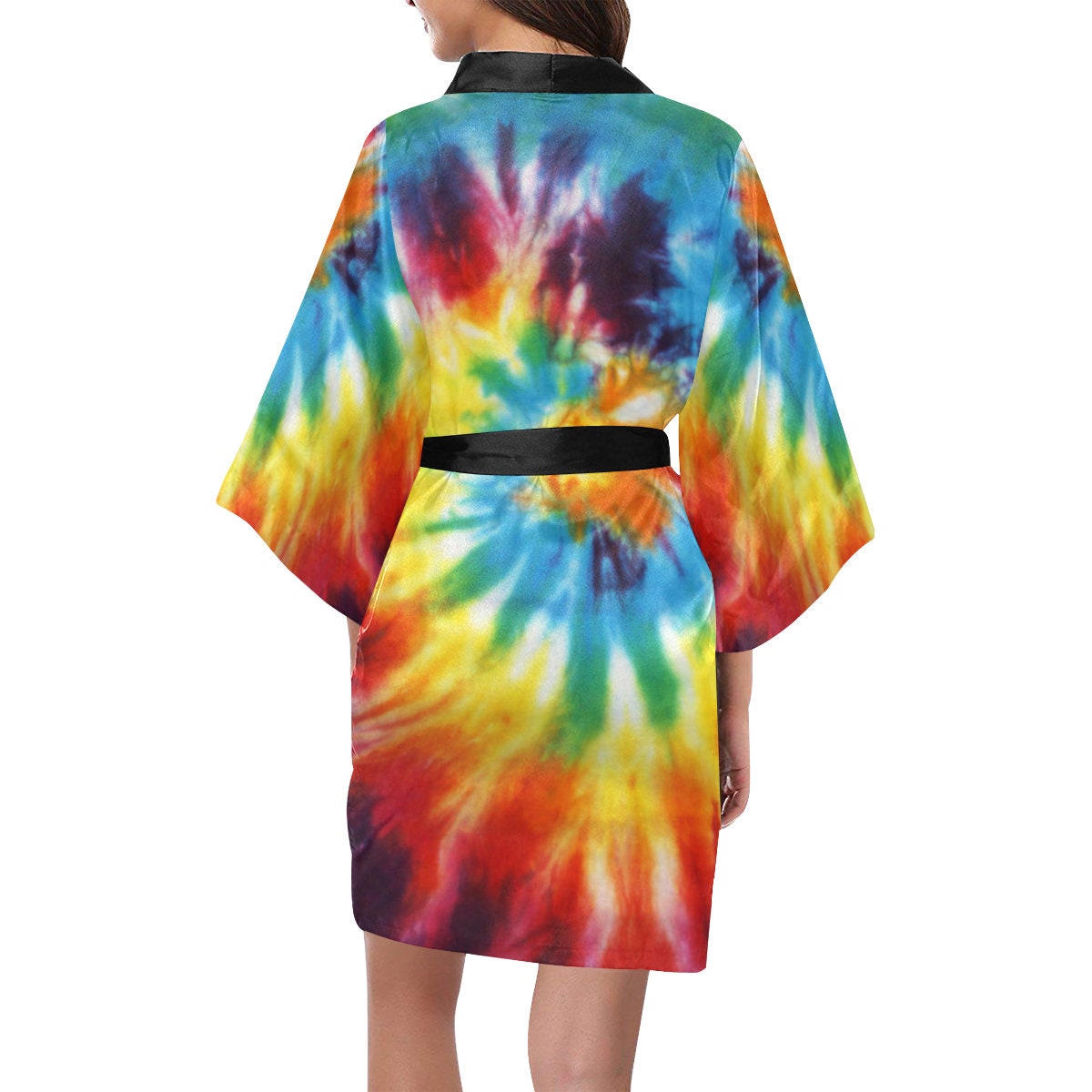 Kimono tie dye albornoz unisex Shibori Ropa Ropa de género neutro para adultos Pijamas y batas Batas kimono de rayón natural teñido a mano estilo Boho LE#09 chaqueta de playa holgada 