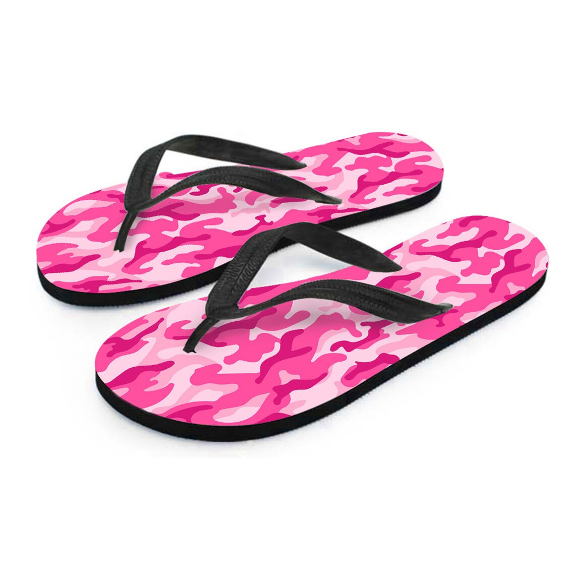 Pink Camo Camouflage Flip Flops Beach Flip Flops Womens Etsy