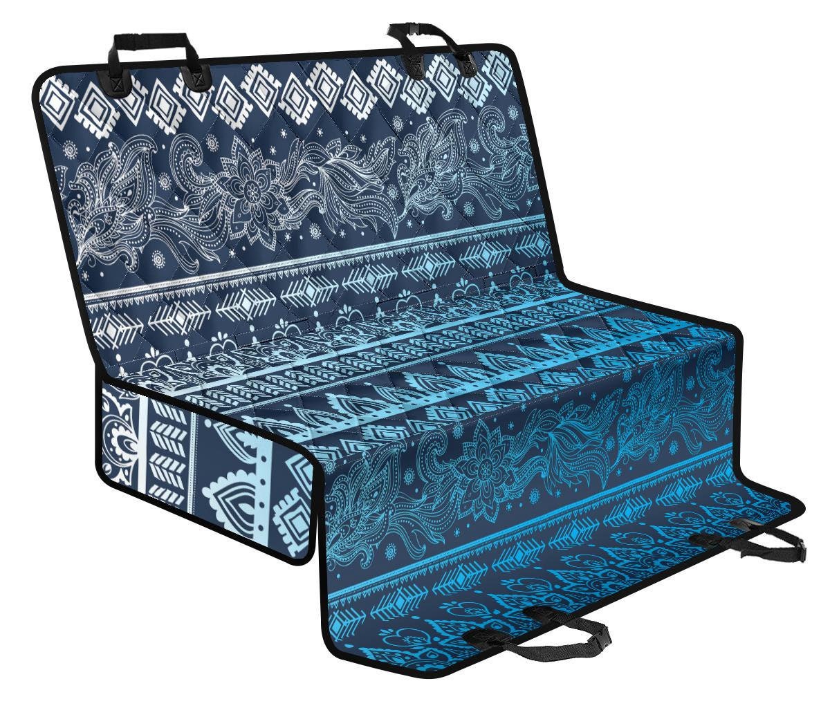 Blue Vintage Floral Print Pet Car Seat Cover
