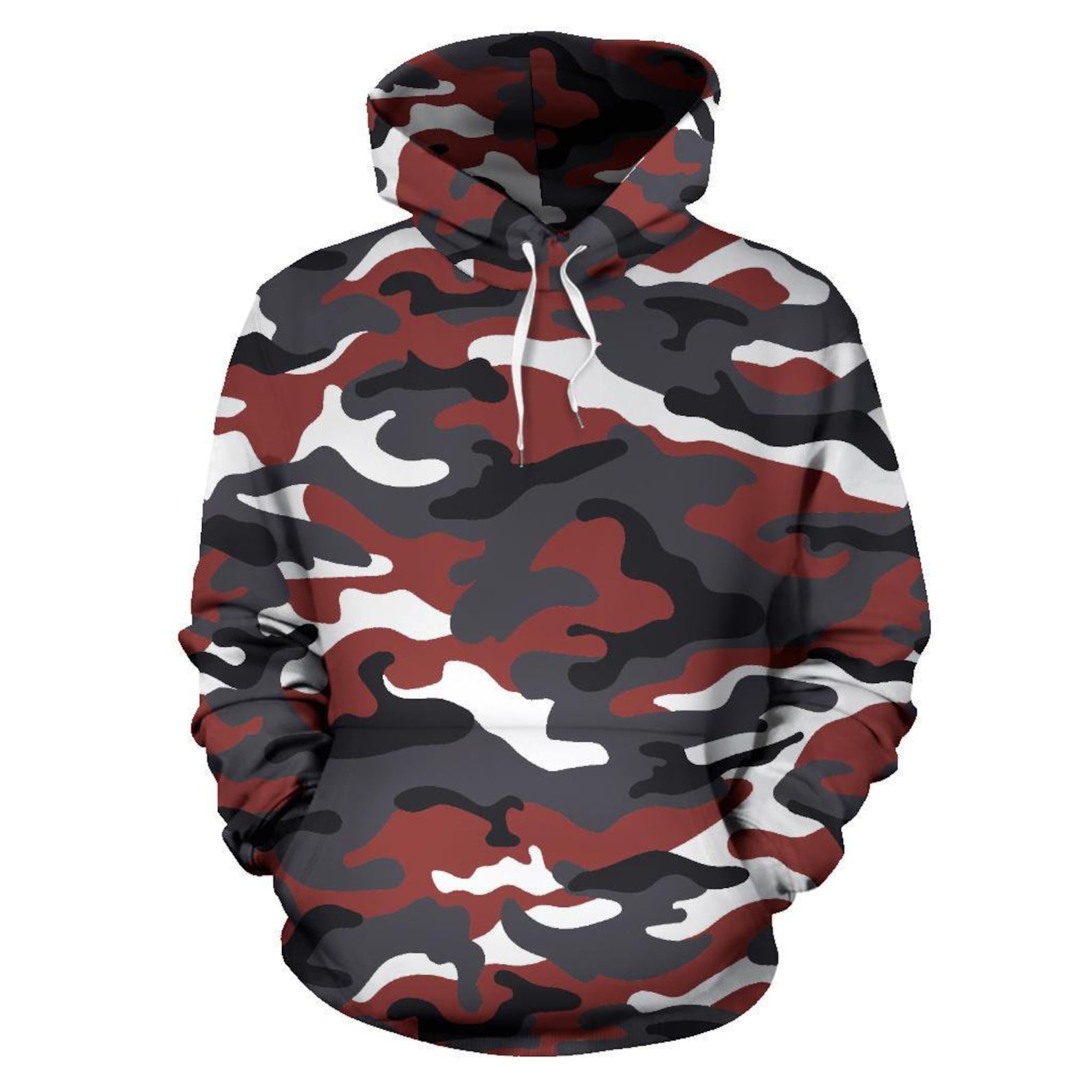 Red Grey Camo Camouflage Pullover Hoodie Unisex Hoodie Mens - Etsy