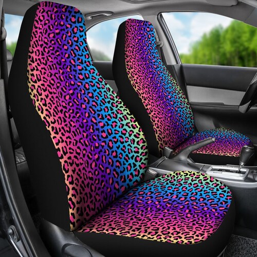 Colorful Pink Purple Animal Print Leopard Cheetah Car Seat Covers Pair, 2 Front Seat Covers, Car Seat Protector, orders Car Accessories