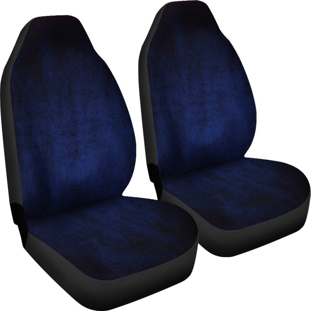 Dark Navy Blue Grunge Car Seat Covers Pair 2 Front Car Seat Etsy