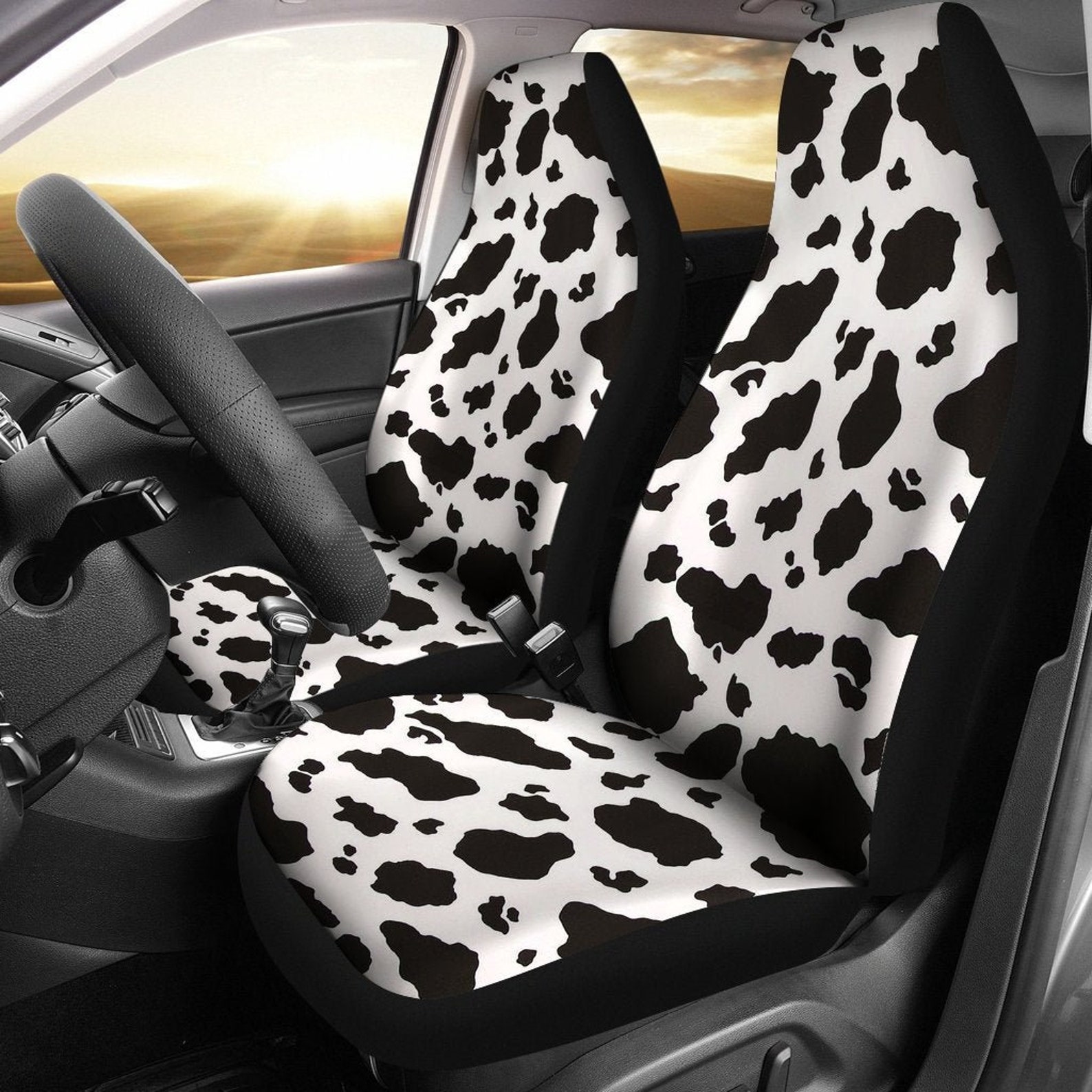 Cow Print Car Seat Covers Pair 2 Front Seat Covers Car Seat Etsy