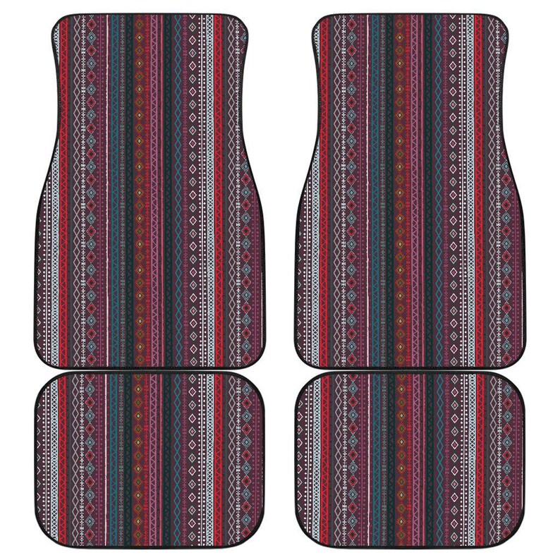 Red Boho Stripe Decor Car Floor Mats Car Floor Mats Set Etsy