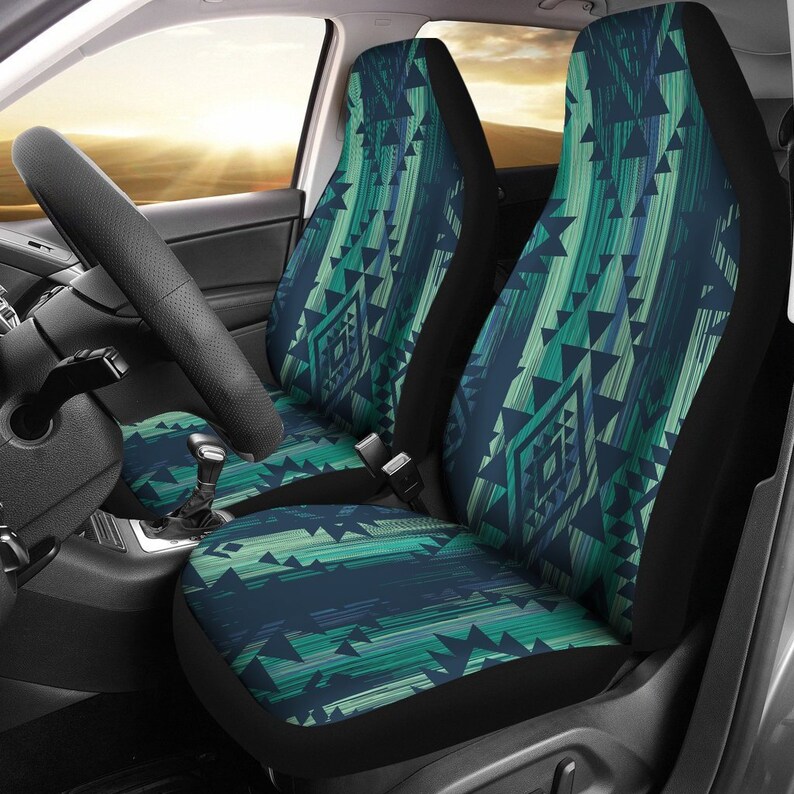Green Boho Color Streaks Car Seat Covers Pair 2 Front Seat Etsy