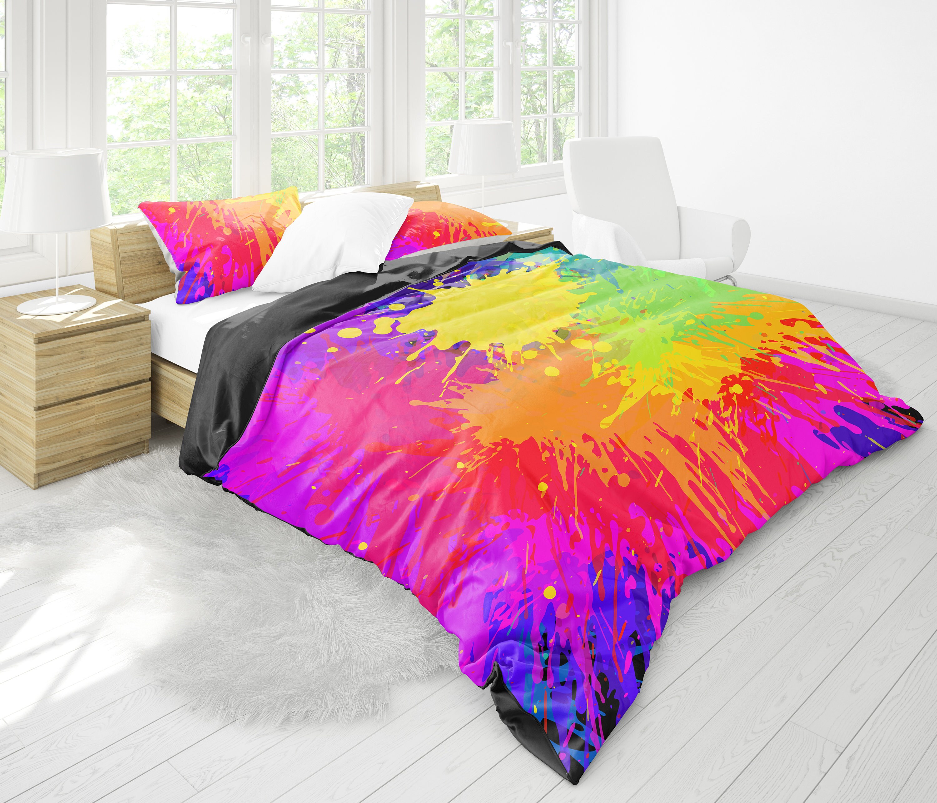 Colorful Abstract Art Paint Splatter Bedding Set Duvet Cover Etsy