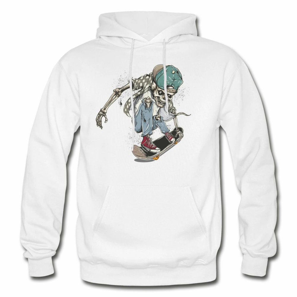 Skater Skeleton Skull Pullover Hoodie Unisex Hoodie Mens Etsy