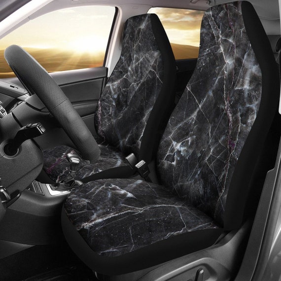 Black Grey Stone Marble Print Car Seat Covers Pair 2 Front Uk Grey Stone Marble Print Car Seat Covers, Marble Car Seat Covers
