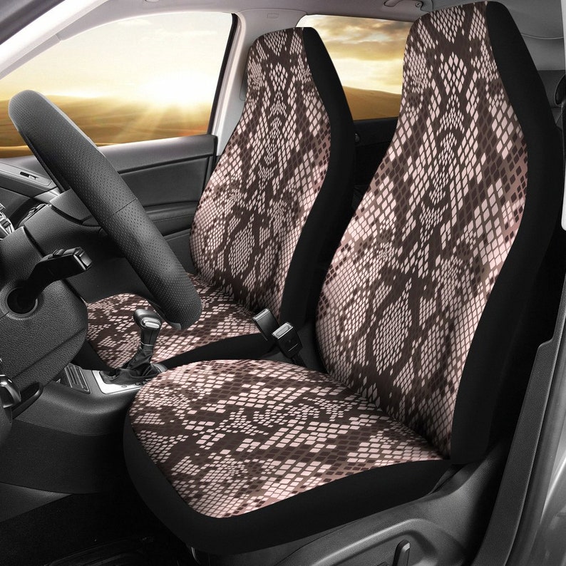 Snake Skin Pattern Car Seat Covers Pair 2 Front Protector Accessory