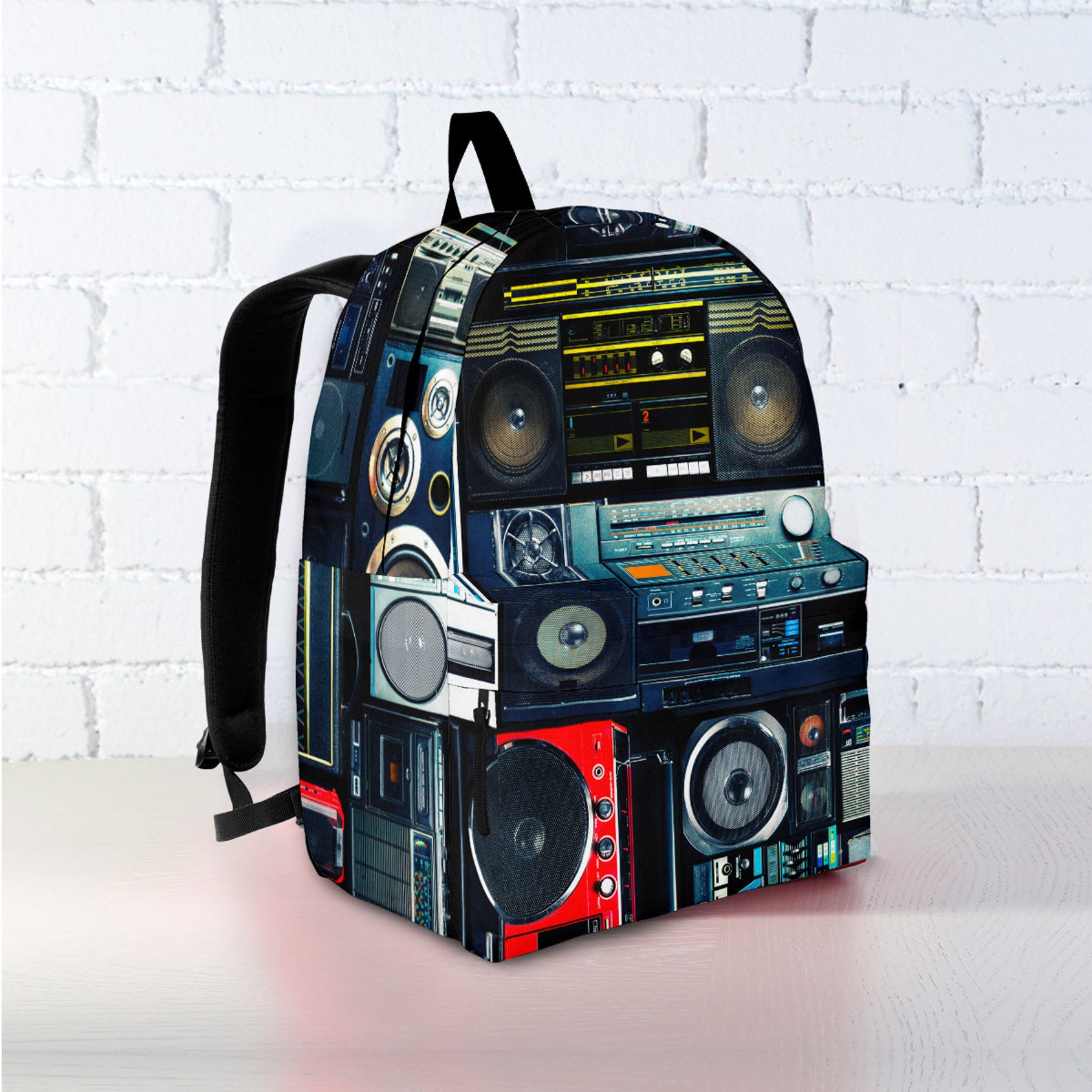 Vintage Boombox Stereos Music Backpack Book Bag Shoulder Etsy