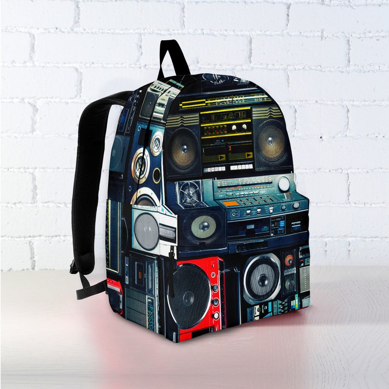Vintage Boombox Stereos Music Backpack Book Bag Shoulder Etsy