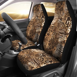 Brown Snake Skin Leopard Animal Print Car Seat Covers Pair 2 - Etsy