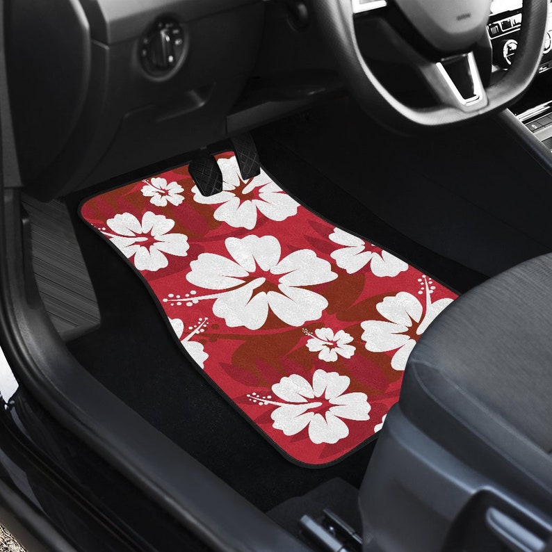 Red Aloha Flowers Car Floor Mats Car Floor Mats Set Floor Etsy