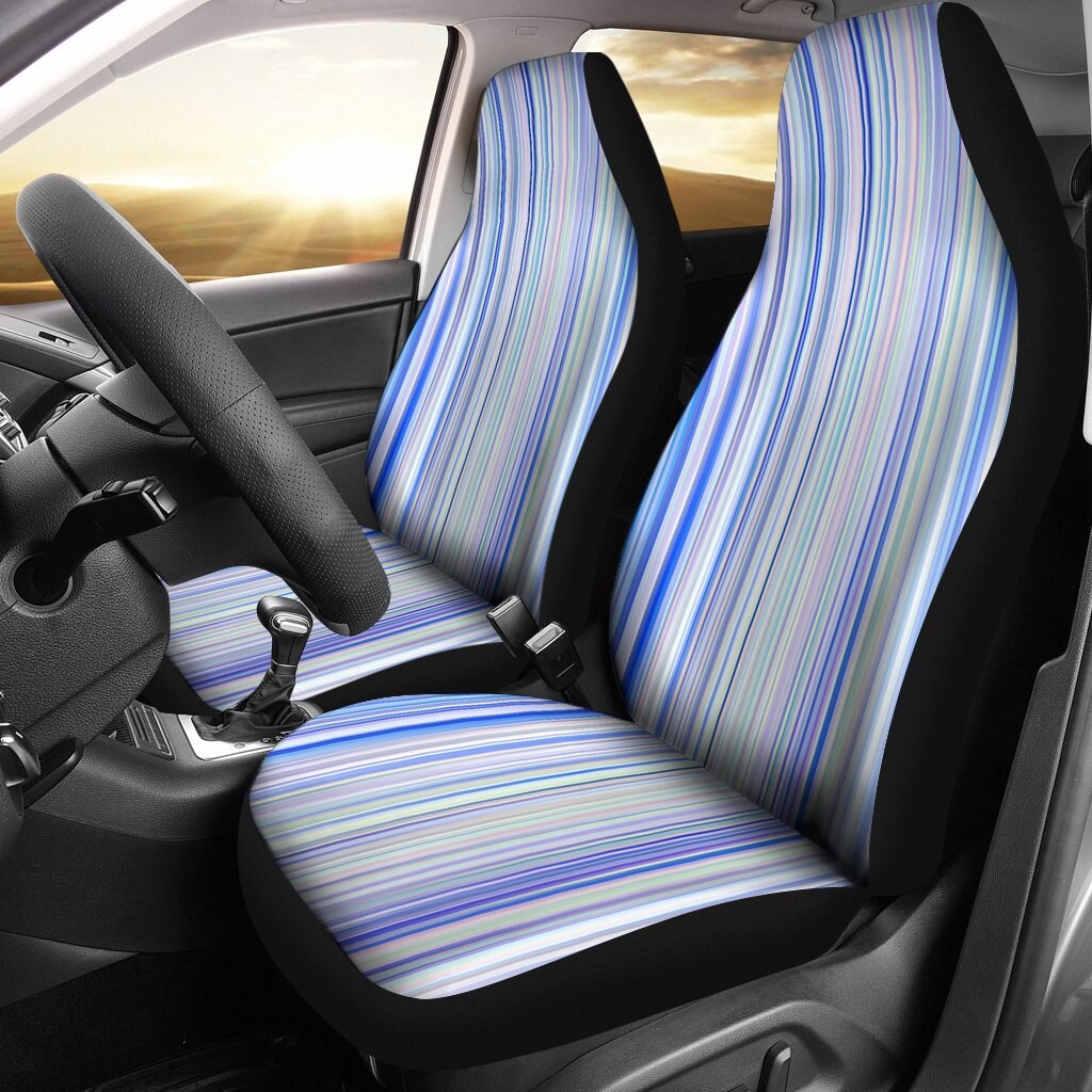 Blue Stripe Streaks Car Seat Covers Pair 2 Front Seat Covers Etsy