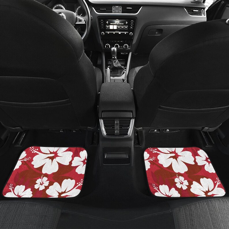 Red Aloha Flowers Car Floor Mats Car Floor Mats Set Floor Etsy